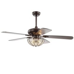 JONATHAN Y Joanna Bronze Crystal Led Ceiling Fan With Remote