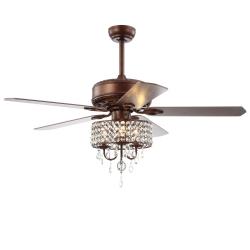 JONATHAN Y Becky Crystal Led Chandelier Fan With Remote
