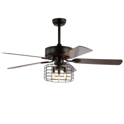 JONATHAN Y Asher Industrial Metal/wood Led Ceiling Fan With Remote