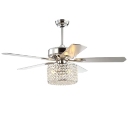 JONATHAN Y Brandy Crystal Prism Drum Led Ceiling Fan With Remote