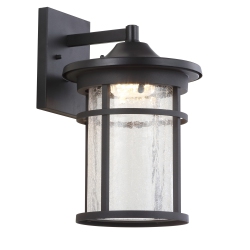 JONATHAN Y Campo Outdoor Wall Lantern Crackled Glassmetal Integrated Led Wall Sconce