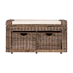 HAPPIMESS Palermo 2-Drawer Wicker Storage Bench