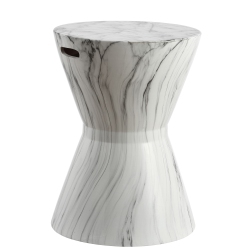 JONATHAN Y African Drum Marble Finish Ceramic Garden Stool In White