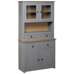 VIDAXL Highboard 93X40.5X180 Cm Solid Pine Panama Range In Grey