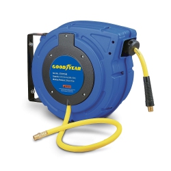 GOODYEAR Enclosed Retractable Air Compressor Hose Reel With 9.5MM X 15.2M Hybrid Polymer Hose
