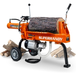 SUPERHANDY Portable Electric Log Splitter: 14 Ton, Auto Return Hydraulic Ram, Bucher Gear Pump, 2.5Ehp Motor, Horizontal Steel Wedge. Ideal For