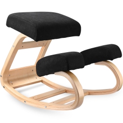 MOUSTACHE Rocking Wooden Kneeling Chair Ergonomic Wood Knee Stool, Balancing Posture Chair Memory Foam With 265Lbs Weight Capacity