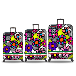 TUCCI ITALY Pop Art Flower Dots 3PC Set Luggage Suitcase (20", 24", 28")