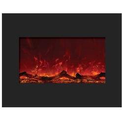 AMANTII Zecl-26-2923-Bg-Oob-1 Zero Clearance Electric Fireplace With A Glass Surround(Open Box) In Black