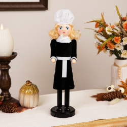 NORTHLIGHT Pilgrim Woman Thanksgiving Fall Harvest Wooden Nutcracker Decoration - 14