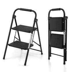 COSTWAY 2 Step Ladder Folding Step Stool 330Lbs Capacity With Anti-Slip Pedal & Handle