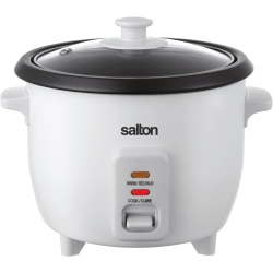 SALTON - Rice Cooker, 6 Cup Capacity, Removable Nonstick Bowl, 300 Watts In White