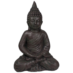 NORTHLIGHT 17.5" Meditating Buddha Outdoor Garden Statue In Dark Brown
