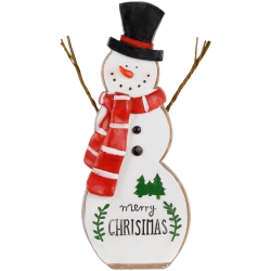 NORTHLIGHT Wooden Snowman "merry Christmas" Decoration - 8.5