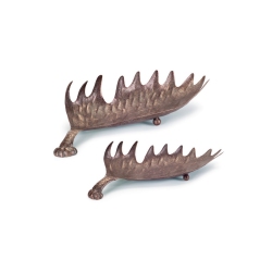 MELROSE Set Of 2 Elk Horn Christmas Tabletop Trays 5