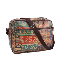 NORTHLIGHT 15" Decorative Vintage-Style License Plate Design Crossbody Bag/purse With Strap In Multicolor