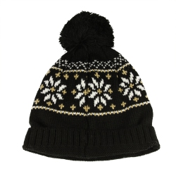 CHRISTMAS CENTRAL Unisex Jacquard Knit Winter Beanie Hat - One Size In Black