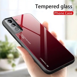 TEDLIN Case Cover for Samsung Galaxy S22 Tempered Glass Gradient Color Pattern + Tpu Frame Hybrid Slim