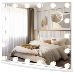 COSTWAY Vanity Mirror W/ Lights 3 Color Lighting Modes Tabletop & Wall-Mounted
