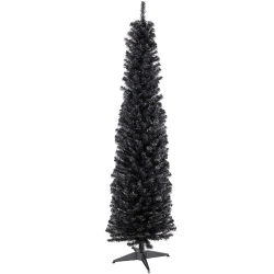 NORTHLIGHT 6' Charcoal Iridescent Slim Artificial Tinsel Halloween Tree, Unlit In Brown