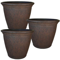 SUNNYDAZE DECOR Sunnydaze 24 In Anjelica Unbreakable Polyresin Planter - Rust - Set Of 3