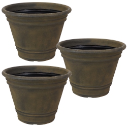 SUNNYDAZE DECOR Sunnydaze 20 In Franklin Unbreakable Polyresin Planter - Sable - Set Of 3