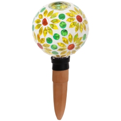 SUNNYDAZE DECOR Sunnydaze Mosaic Glass Watering Globe With Clay Spike - Bright Blooms