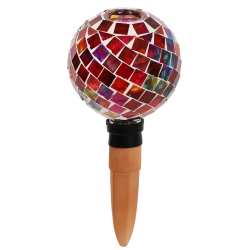 SUNNYDAZE DECOR Sunnydaze Mosaic Glass Watering Globe With Clay Spike - Medley In Magenta