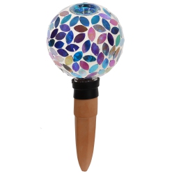 SUNNYDAZE DECOR Sunnydaze Mosaic Glass Watering Globe With Clay Spike - Spring Petals