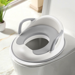 LIVINGBASICS Potty Training Seat, Baby Toilet Seat With Safe Handles And Detachable Cushion for Boys And Girls In Grey