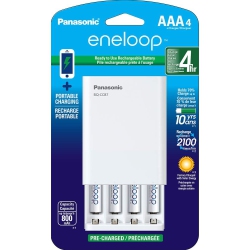 PANASONIC Eneloop Individual Battery Charger With Portable Charging Technology And Aaa Eneloop Rechargeable Batteries, (Pack Of 4)