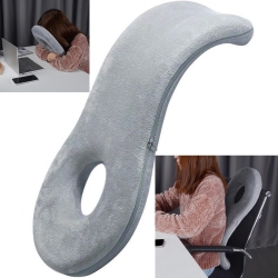 PRIMECABLES 24 Inch Ergonomic Face Down Pillow And Back Pillow Memory Foam Nap Pillow for Car Office Chair Back Support Cushion In Grey