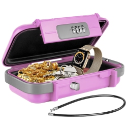 HLD Travel Safe Portable Beach Safe Box Small Combination Safe Anti-Theft Lock Box Safe Waterproof Mini Security Case \w Removable Wire Rope Security