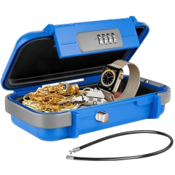 HLD Travel Safe Portable Beach Safe Box Small Combination Safe Anti-Theft Lock Box Safe Waterproof Mini Security Case \w Removable Wire Rope Security
