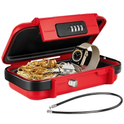 HLD Travel Safe Portable Beach Safe Box Small Combination Safe Anti-Theft Lock Box Safe Waterproof Mini Security Case \w Removable Wire Rope Security