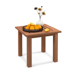 GYMAX Patio Side Table Hardwood All-Weather Outdoor Square End Bistro Table Garden