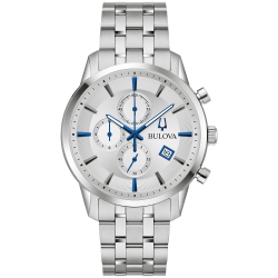 BULOVA Mens Sutton Quartz Watch 41MM Silver-Tone Stainless Steel Case And Bracelet With Silver-White Dial (96B404) In Multicolor