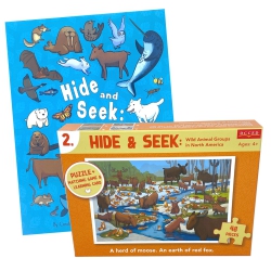 DCCED Hide And Seek Book + Moose Puzzle (48 Pieces)