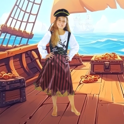 NORTHLIGHT And Black Pirate Girl Child Halloween Costume - Medium In Red