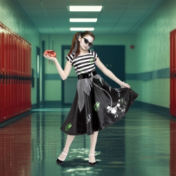 FUN WORLD Black And Sock Hop Zombie Girls Children Halloween Costume - Medium In White