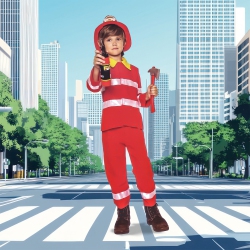 NORTHLIGHT And White Firefighter Boy Child Halloween Costume - Medium In Red