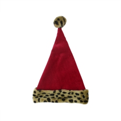 NORTHLIGHT Unisex Adult Christmas Santa Hat With Leopard Cuff - One Size - And Brown In Red