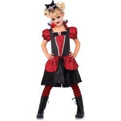 ENCHANTED COSTUMES Girl's And Black Vampire Queen Halloween Costume - Medium (7-10) In Red
