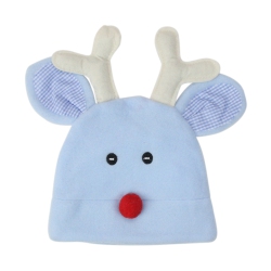 ST. NICK'S CHOICE And White Fleece Reindeer Face Infant Christmas Hat Costume Accessory In Blue