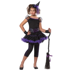 CALIFORNIA COSTUMES Girl's Purple And Stardust Witch Halloween Costume - Large In Black