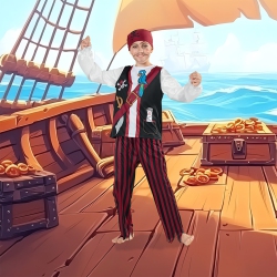 NORTHLIGHT And Black Pirate Boy Child Halloween Costume - Large In Red