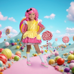 RUBIES Lalaloopsy Deluxe Crumbs Sugar Cookie Girl Child Halloween Costume Small 4-6 In Multicolor