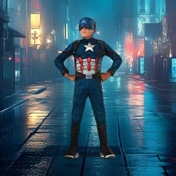 RUBIES Captain America Boy's Halloween Costume - Small In Multicolor