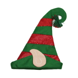 NORTHLIGHT 22" Green And Striped Sequin Unisex Adult Christmas Elf Hat - One Size In Red