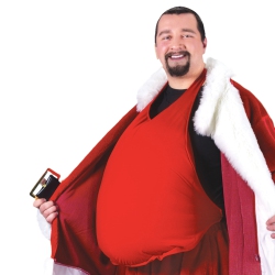 FUN WORLD Padded Santa Belly Adult Christmas Costume Accessory - One Size In Red
